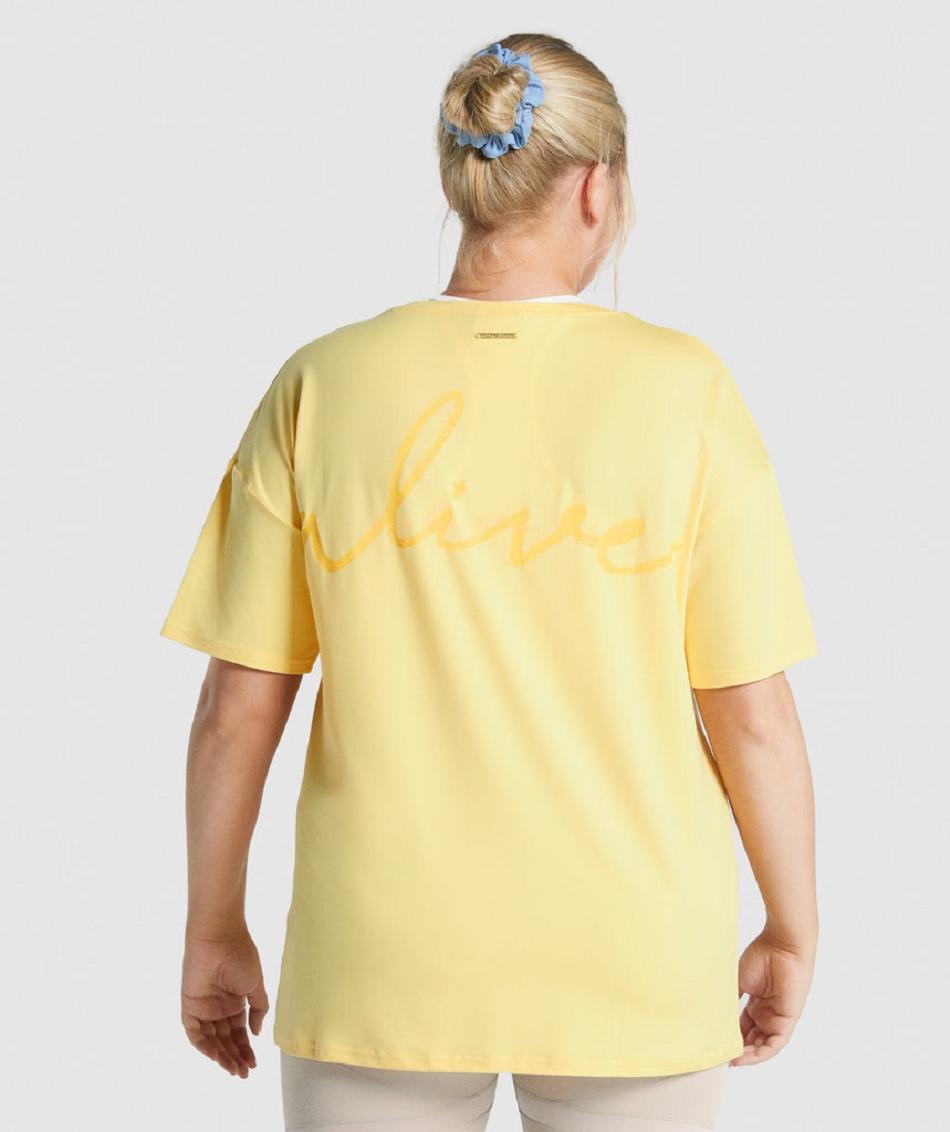 T Shirts Gymshark Whitney Oversized Mujer Amarillo | CO 2259QMA